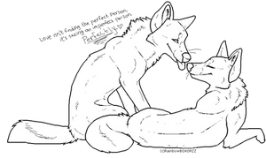 Free Wolf Couple Lineart