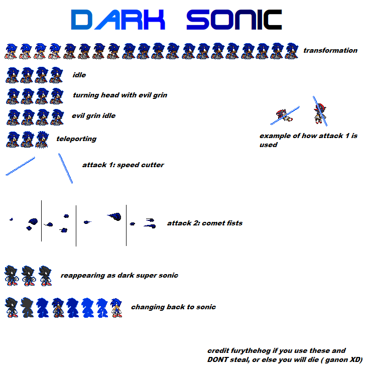 dark sonic sprite sheet