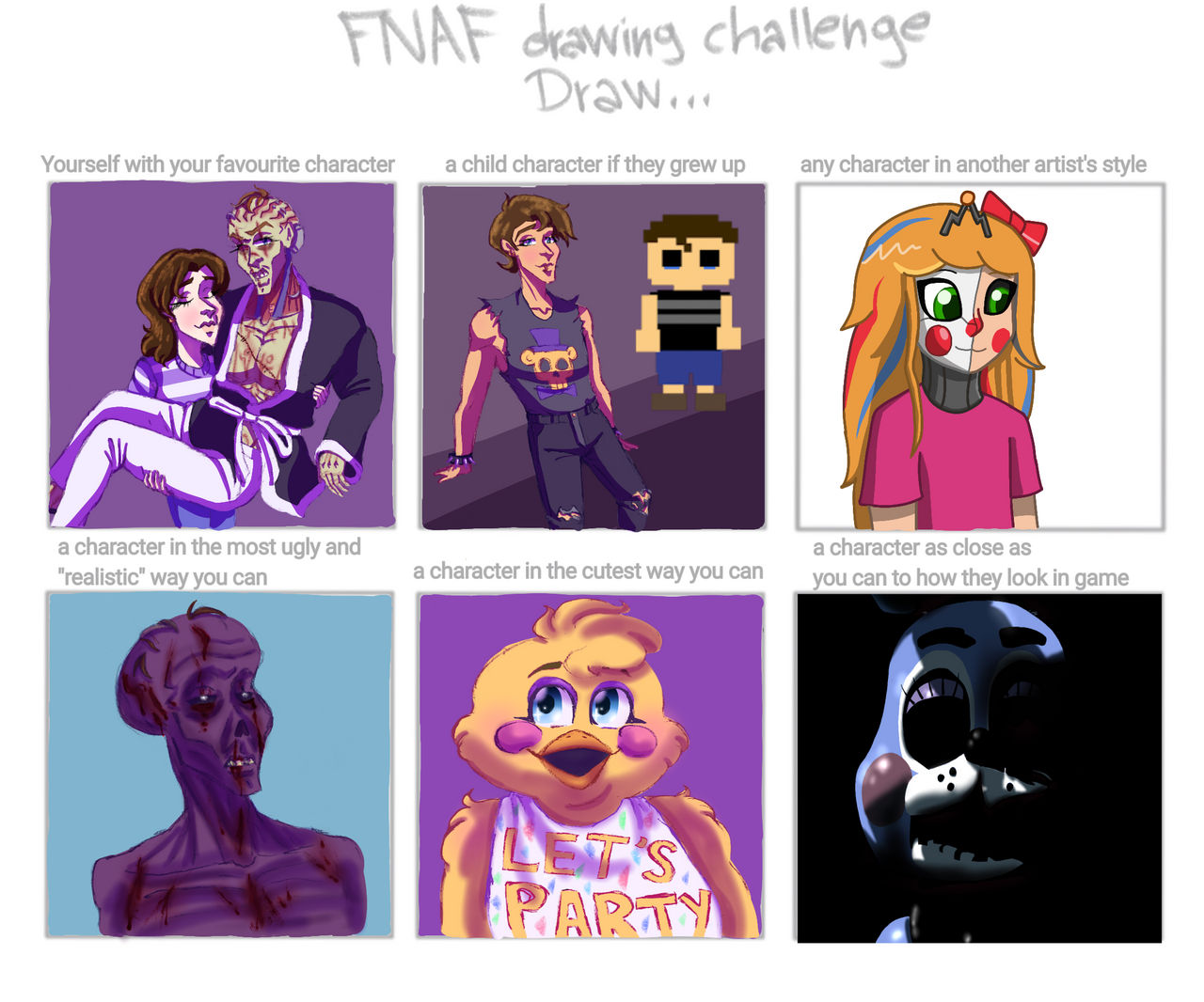Day 9 of my attempt to draw (almost) every FNAF character, first 5
