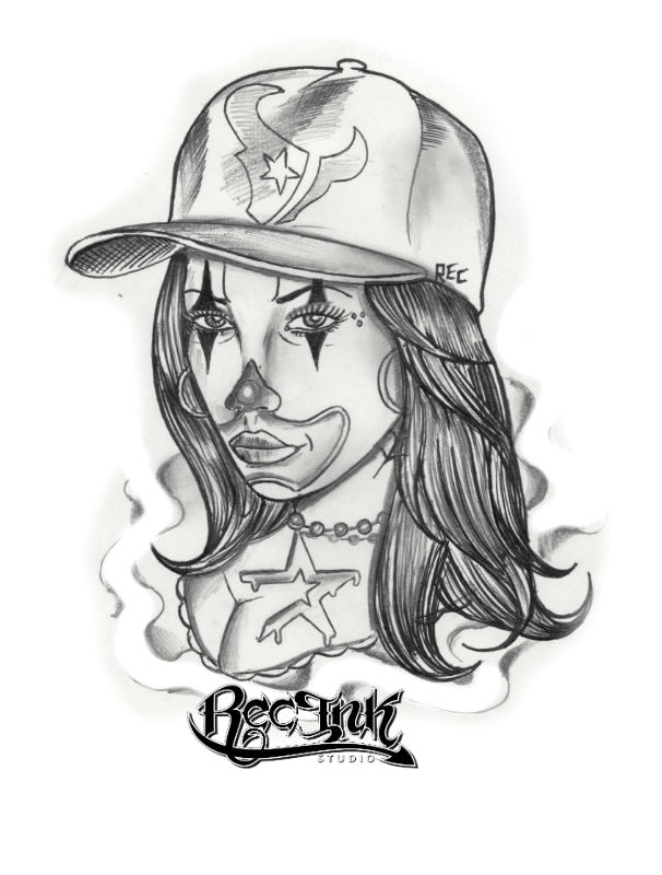 Clown Woman Payasa Htown tattoo California chola by TXREC on DeviantArt
