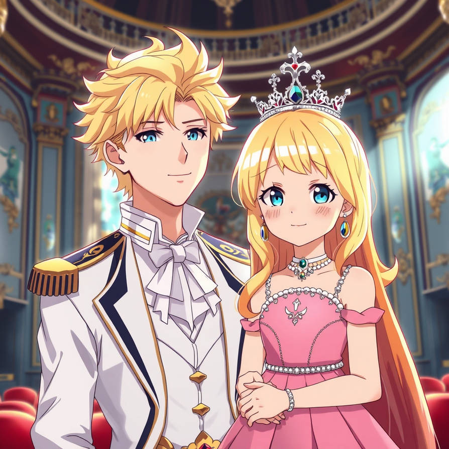 Father blond young prince with formal dressing wi
