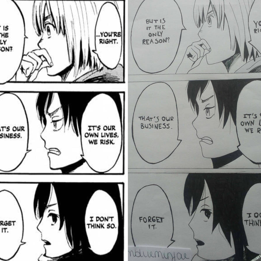 Attack On Titan Manga 1 Drawing 2 Comparison By Mmblueminjae On Deviantart Attack On Titan Manga 1 Drawing 2 Comparison By Mmblueminjae On Deviantart