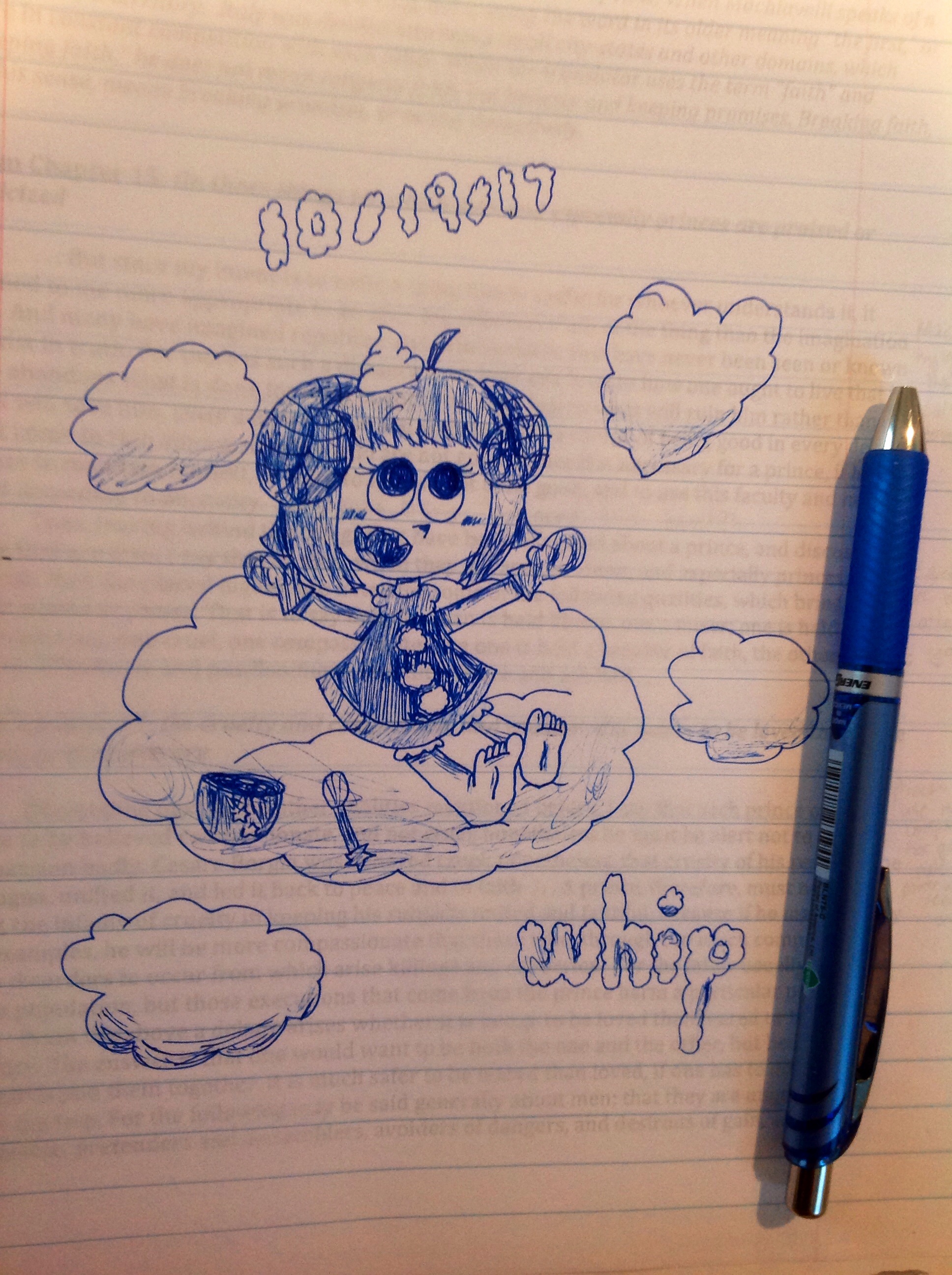 Inktober Day 19: Floating on a cloud [Pop'n Music]