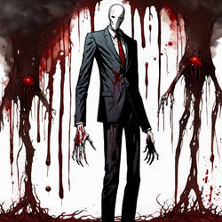 Tall Slenderman Covered In Gore And Blood,,,no Eye