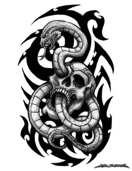 Skull Snake Tattoo Design