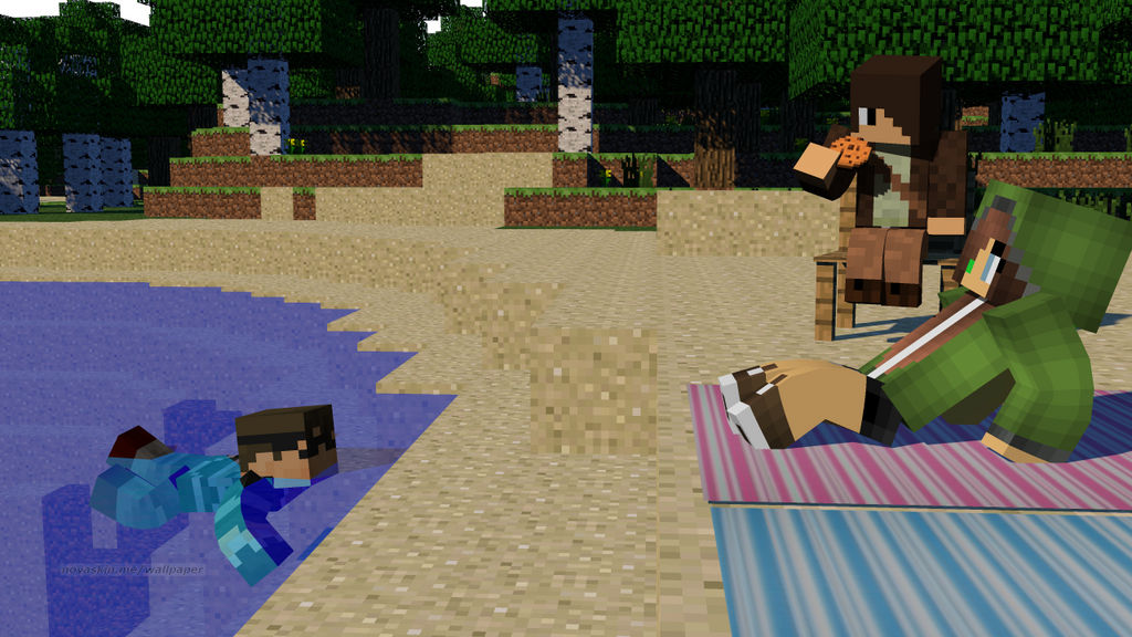 Me and my minecraft friend meets sky at da beach