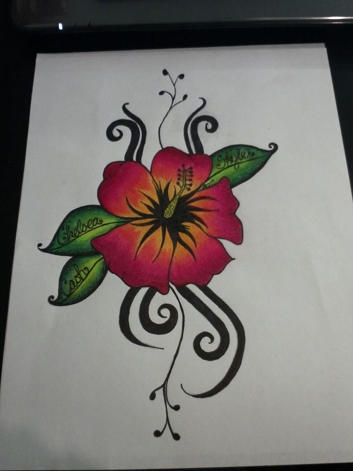 hawaiian flower tribal tattoo designs