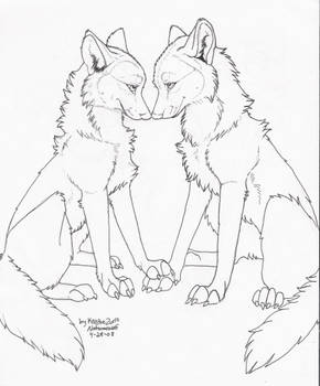 FREE (TO COLOR ONLY) Wolf Love LineArt