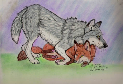 Fox and Wolf hug