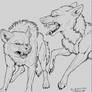 FREE Wolf Fight Line art