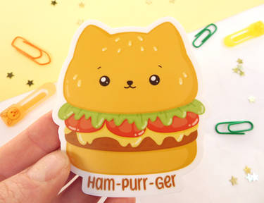 Cat kawaii cheeseburger cute vinyl sticker