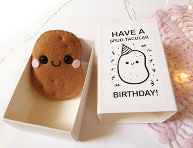 Felt Potato happy birthday gift in a matchbox