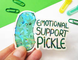 Emotional support pickle vinyl sticker kawaii