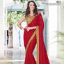 Satin Chiffon Red Saree