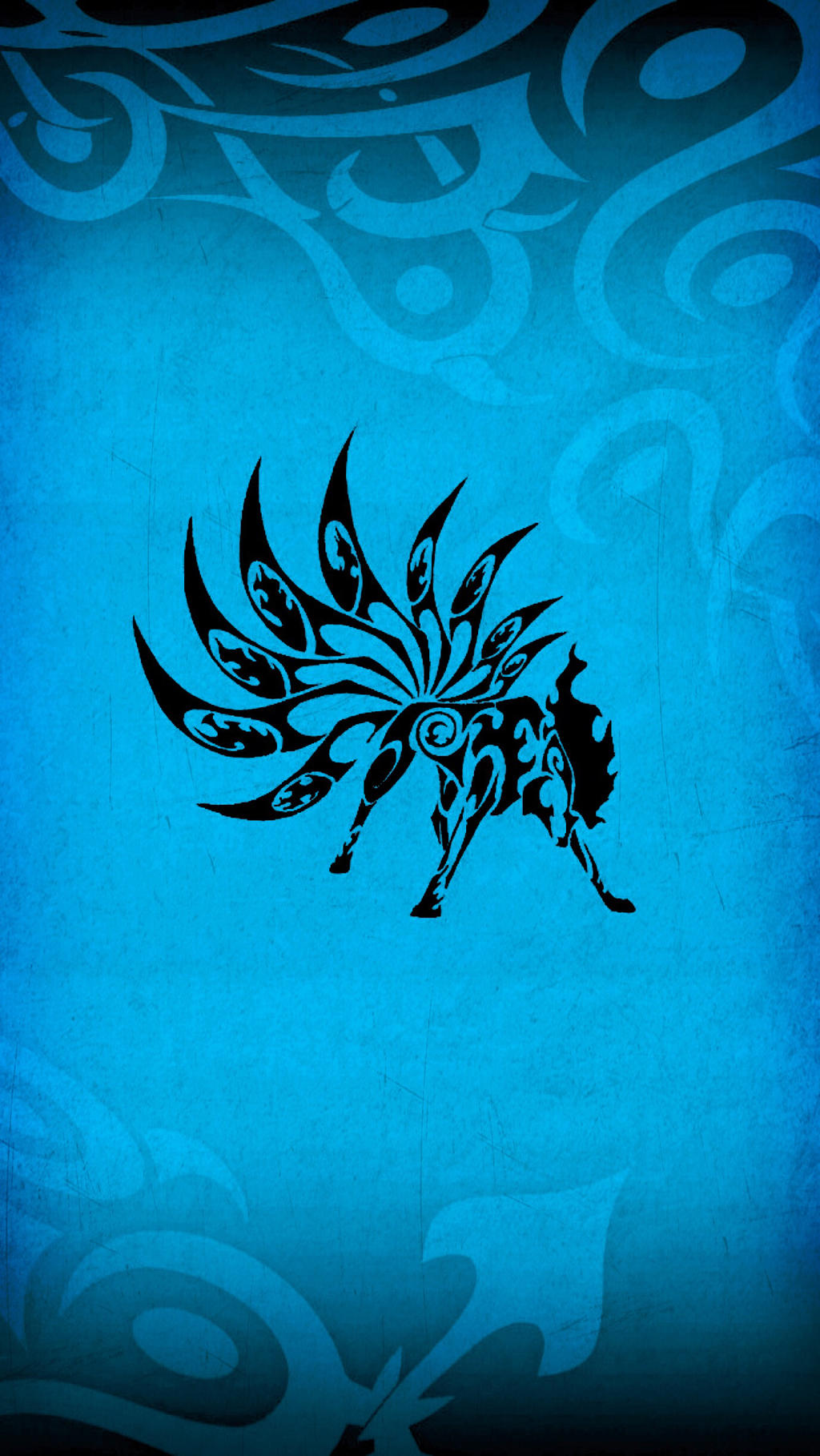 Blue Kitsune Tribal Phone Wallpaper Background By Xxdannehxx On Deviantart