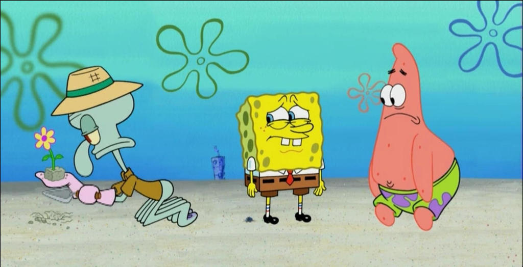 Panorama of Spongebob, Patrick, and Squidward