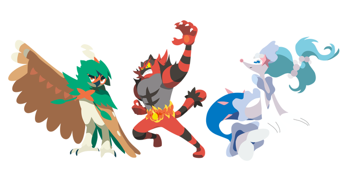 Pokemon Sun and Moon Starter Final Evos - Vectors