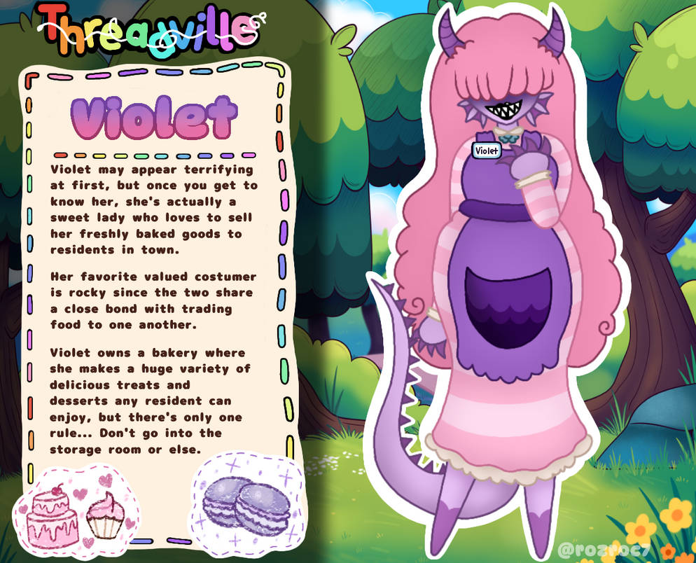 Threadvile Oc Character Threadville OC - Violet (Info card) by katwasherexd on DeviantArt