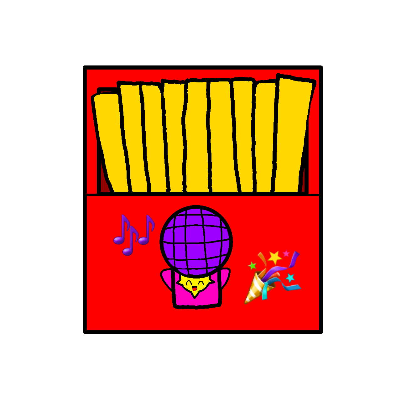 Dancemin smiling face logo french fries