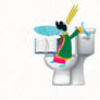 Grand Minimus is reading a book on the toilet
