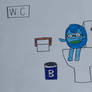 Brainy taking a dump on the toilet