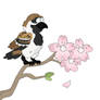 Japanese Sparrow and Cherry Blossoms