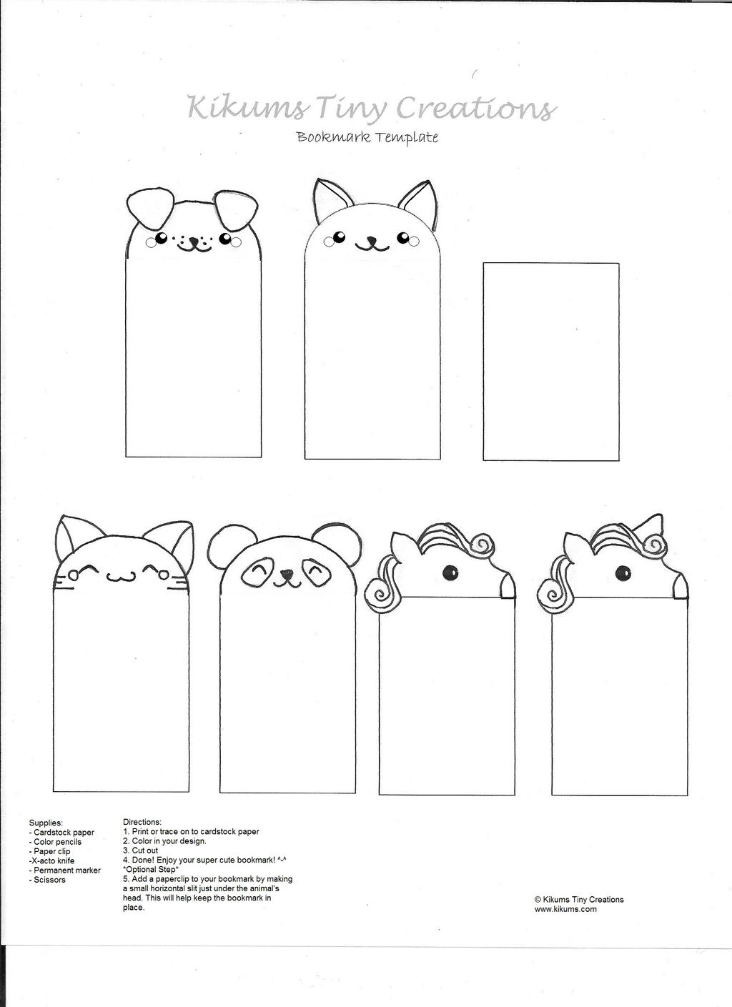 Kawaii Bookmark Free Template