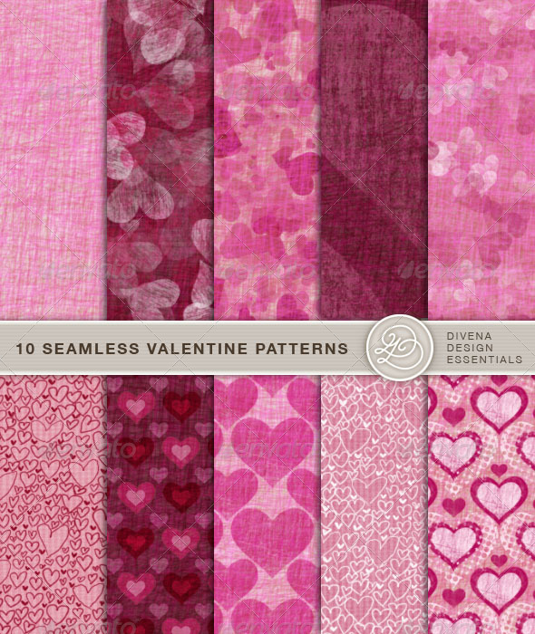 10 seamless valentine patterns