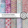 10 digital valentine papers designed by Divena