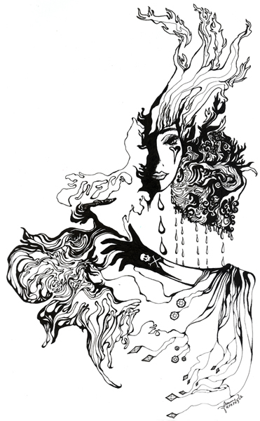 smoke, ink, diamonds, water