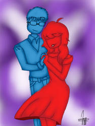 Blue man + Red lady= Purpleboy