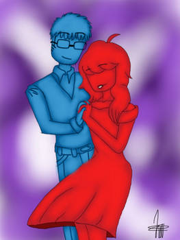 Blue man + Red lady= Purpleboy