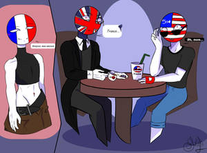 France, England  and U.S together Countryhumans