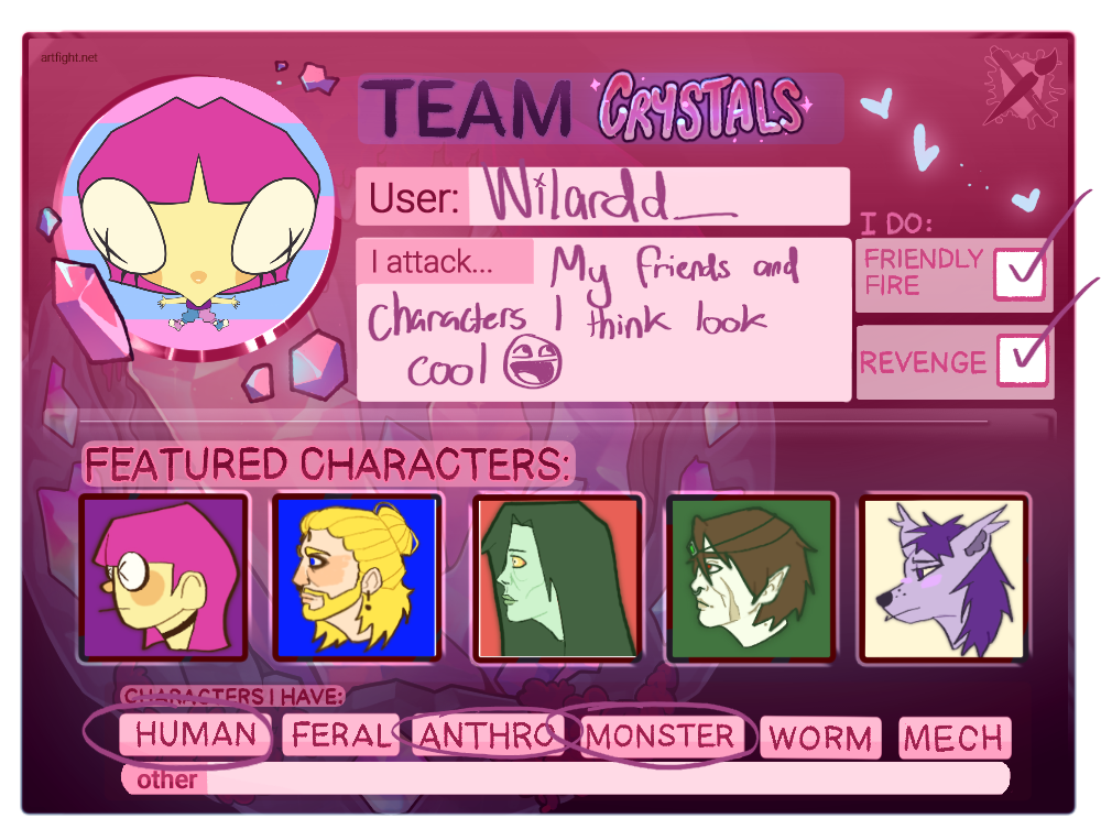 ARTFIGHT 2025 TEAM CRYSTALS!!! by Wilardd on DeviantArt