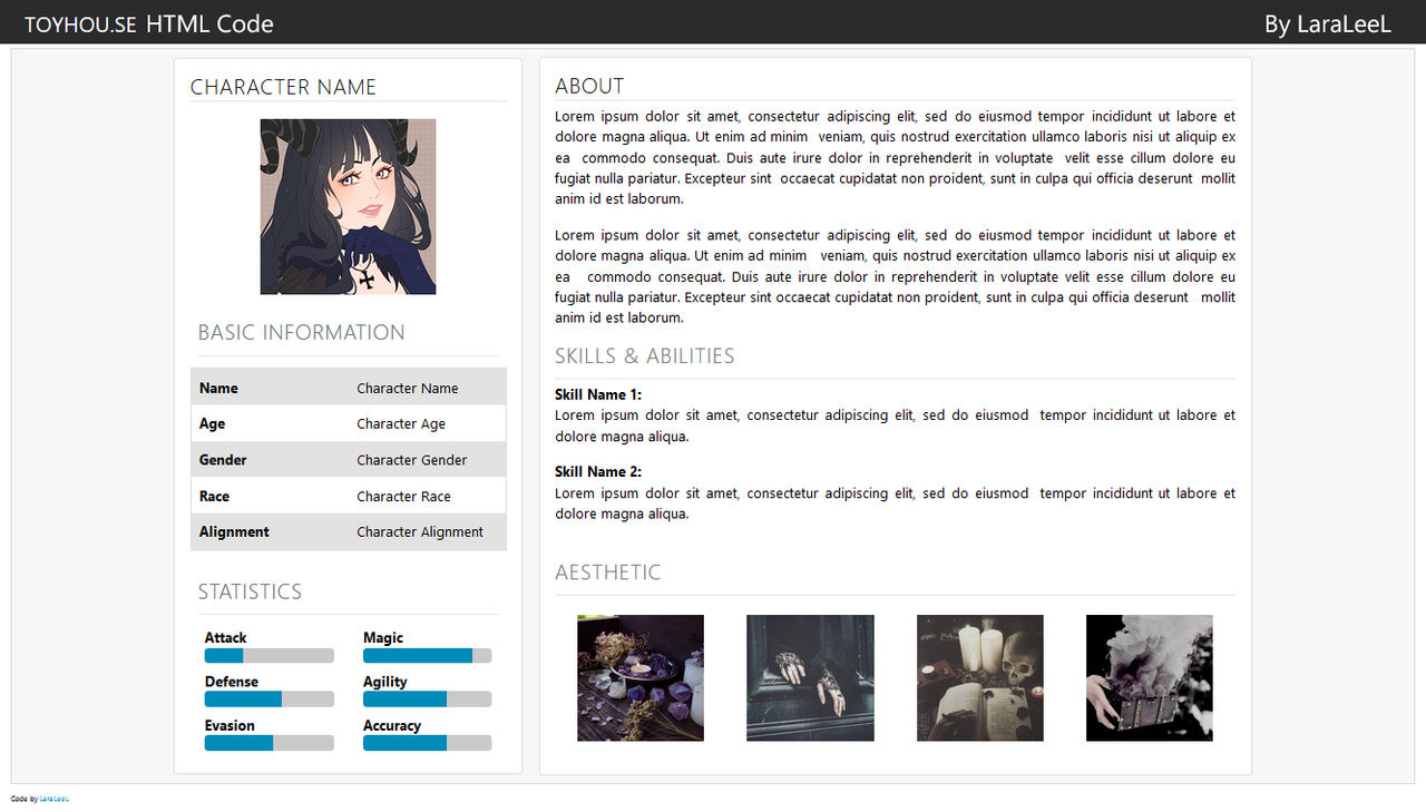 ToyHouse - Character Page Code 7 by LaraLeeL on DeviantArt