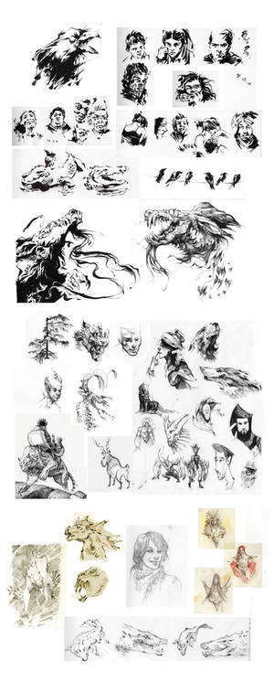 Brushpen/ballpoint/pencil sketchdump - 2014