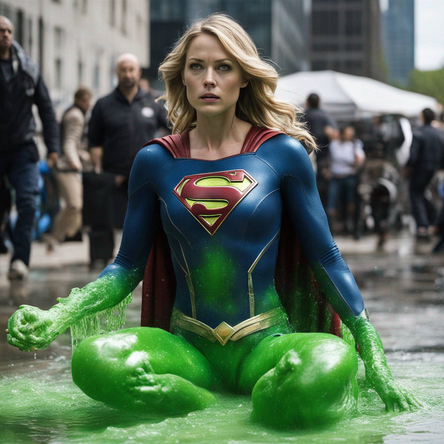 Supergirl Drenched In Kryptonite Slime By Homeless