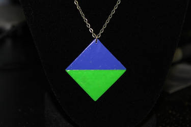 Polymer clay blue and green Geometric Necklace