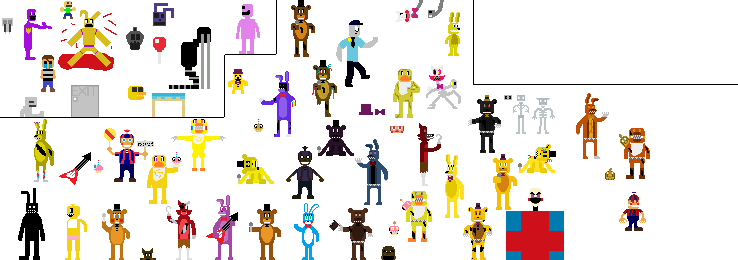 Animatronics from the fnaf minigames