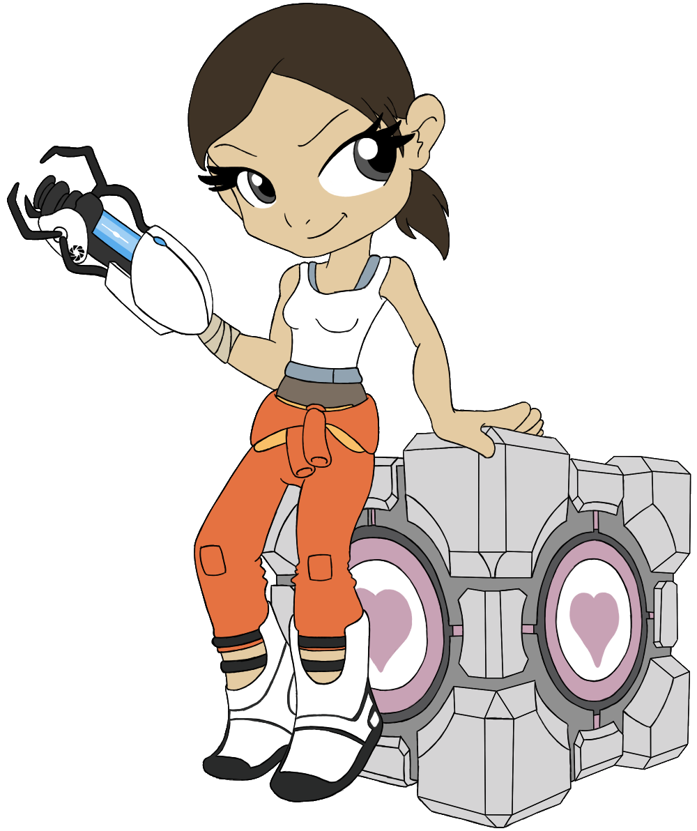 Chell + Companion Cube Chibi [Old]