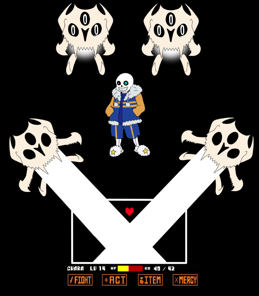 Fighting Sans, gaster blaster, sans fight, undertale, HD phone