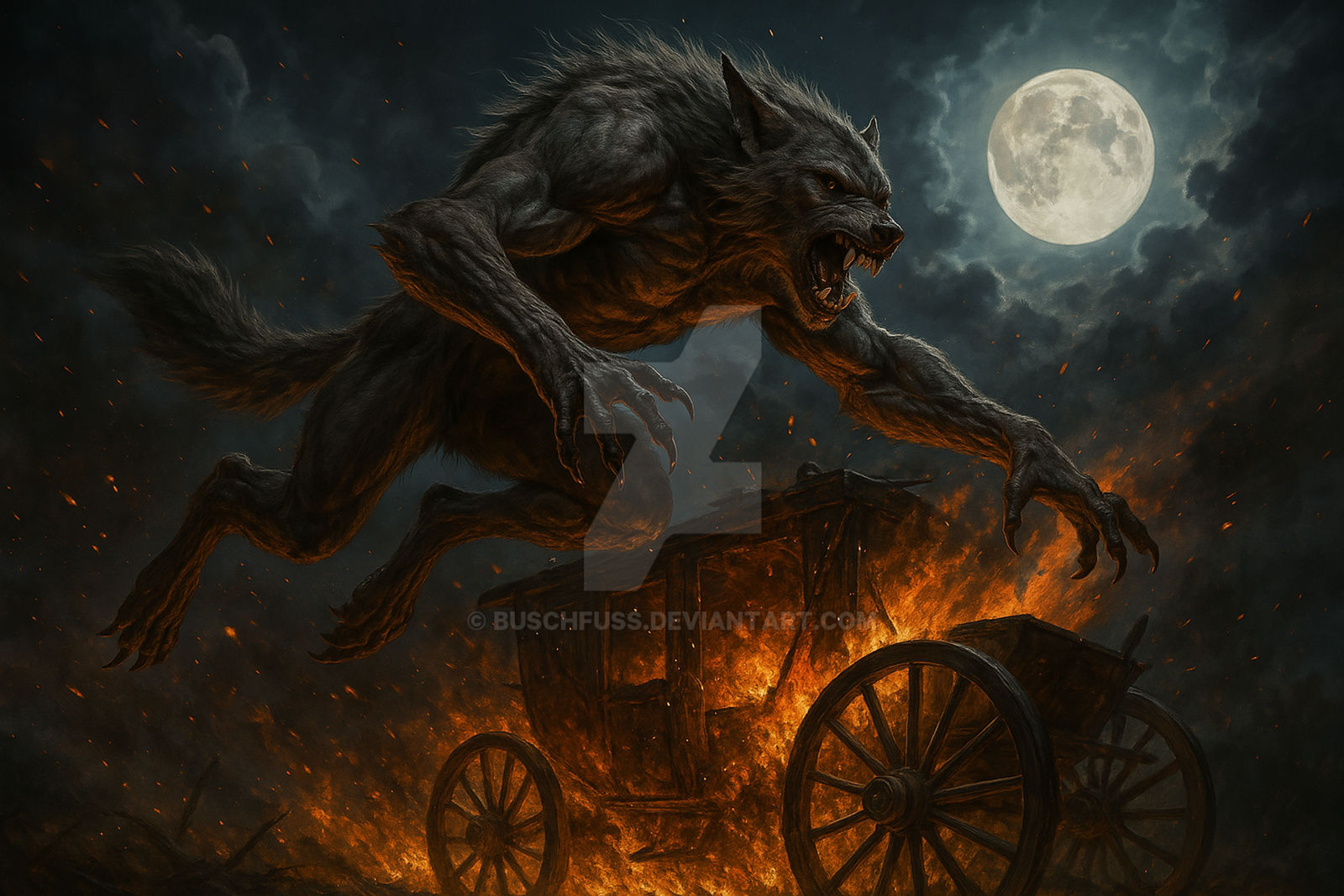 Werewolf Leaping Fire by Buschfuss on DeviantArt