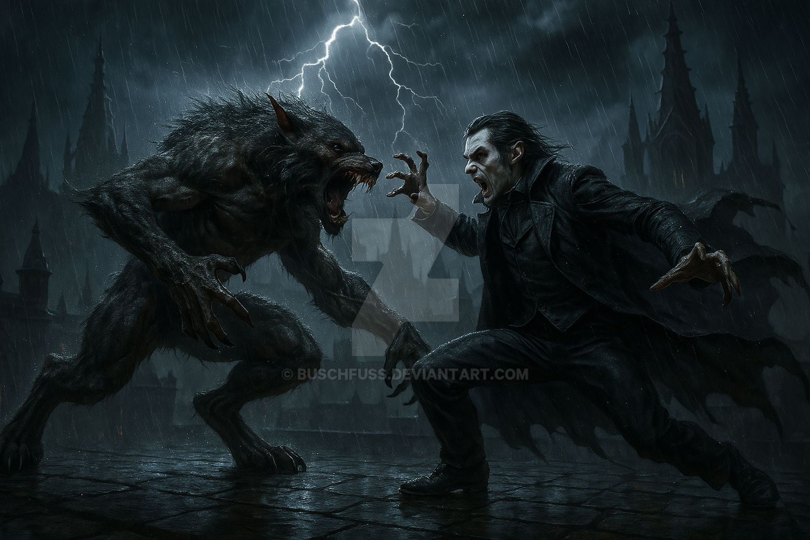 Epic Werewolf-Vampire Duel by Buschfuss on DeviantArt