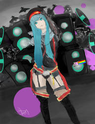 Hatsune Miku and a random nyan cat