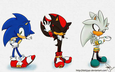 Sonic, Silver And Shadow Making Her Waiting Poses