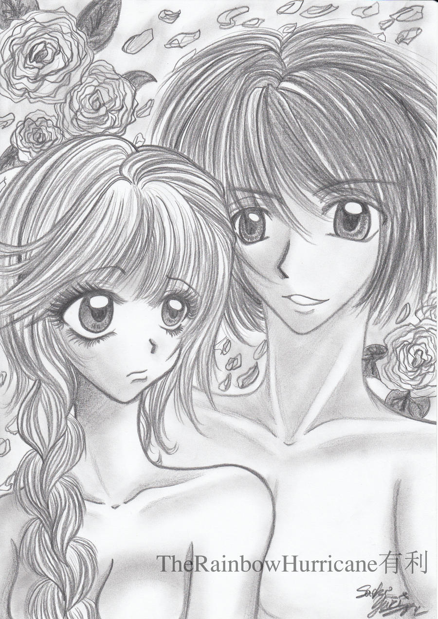 Pencil drawing - Boy and girl