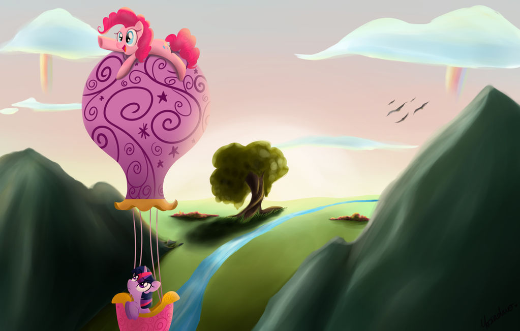 Flying through Ponyville