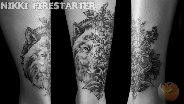 Floral Wolf Tattoo by NikkiFirestarter on DeviantArt