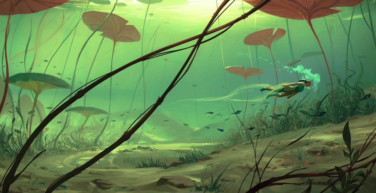 Underwater fantasy swamp