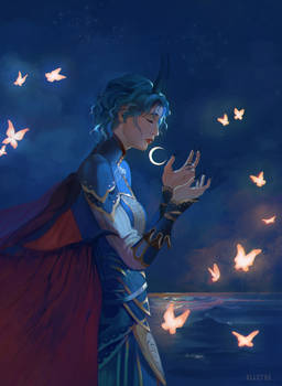 Moonlit night with butterflies